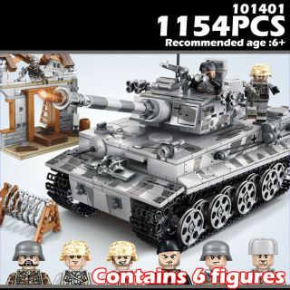 Building Blocks Military Tiger Tank Ww2 German Vehicle Bricks Set Boy Diy Toys