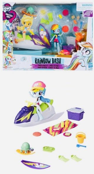 Rainbow Dash Sporty Beach Set My Little Pony Mlp Equestria Girls Doll Jet Ski,