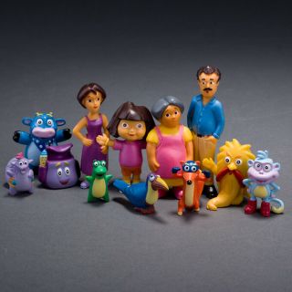 12pcs Dora The Explorer Action Figure Cartoon Cake Topper Toy Kids Easter Gift