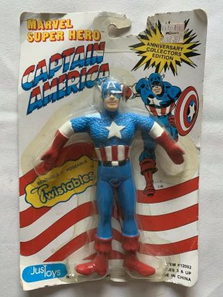 Vintage Just Toys Justoys Bend - Ems Bendems Marvel Twistables Captain America