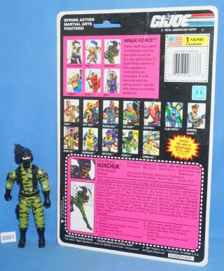 1992 Nunchuk Nunchaku Ninja With Backing Card G.  I.  Joe 3.  75 Inch Figure