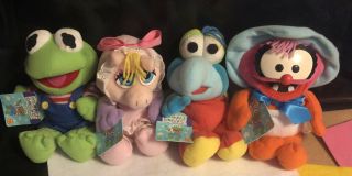 Vintage Muppet Babies 1997 Kermit Miss Piggy Animal &`gonzo 8 " Bean Bag Stuffed