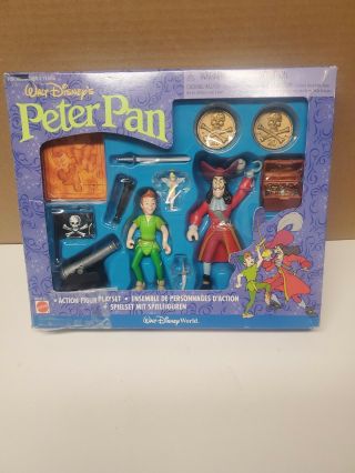 Vintage Mattel Disney World Peter Pan Captain Hook Pvc Action Figure Playset