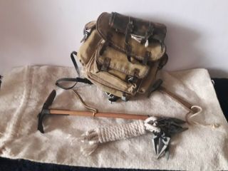 1/6 Did Dragon Etc Ww I German Metal Wood Aged Backpack,  Hammer,  Piolet,  Rope,  Pins