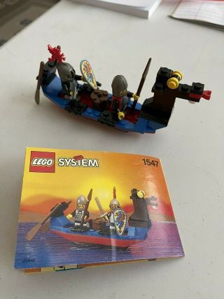 Vintage Lego Black Knights Boat 1547 100 Complete Set /w Instructions