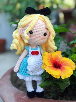 Alice In Wonderland Amigurumi Doll/ Alice In Wonderland Handmade Plush Doll
