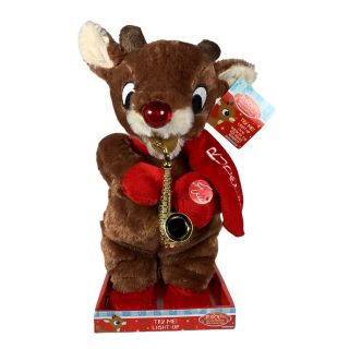 Dan Dee Animated Musical Rudolph Red Nosed Reindeer Dancing Playing Saxophone