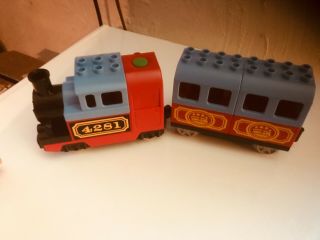 Lego Duplo Motorized Train Engine 4281 & Car Great,  Conductor,  Girl,  Track