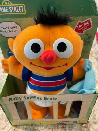 Hasbro Playskool Sesame Street Baby Sniffles Ernie Plush 10 " Stuffed Toy