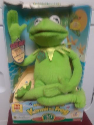 Vintage 1999 Magic Talking Singing Kermit The Frog Sesame St.  30th Anniv.