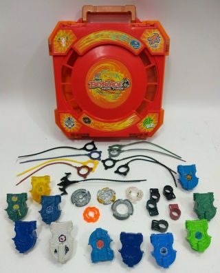 Beyblade Metal Fusion Battle Arena Stadium Travel Case With Launchers & Parts