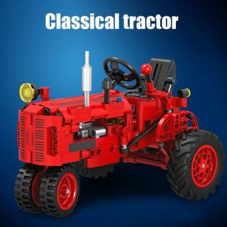 Classic Old Farm Tractor Gift Educational Technic Building Block Car Toy Diy Set