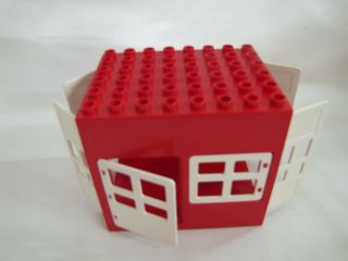 Vintage Lego Duplo Red Building Fire Station 5 White Doors & 1 Window 6x8 Rare