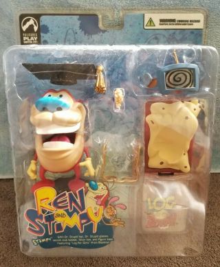 Palisades Nickelodeon Toys Ren And Stimpy Action Figure 2004 W/ Log For Girls