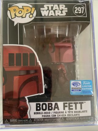 Funko Pop Star Wars Boba Fett 297 Futura Red Wonder Con Exclusive,  Protector