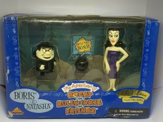1998 Special Edition Boris And Natasha Figures Rocky & Bullwinkle Package Wear