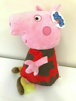 Giant Peppa Pig Plush Toy.  Licensed Toy.  26 inch tall.  Muddy Dress. 2