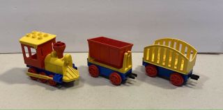 Lego Duplo Push Train Engine With 2 Cars Yellow