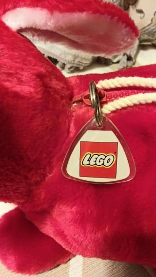 1984 Vintage Duplo Lego Red Plush Rabbit Zipper Purse Bag W/ Key Chain