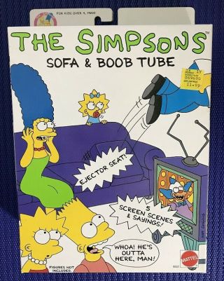 1990 Mattel - The Simpsons - Sofa And Boob Tube Factory - Nip.