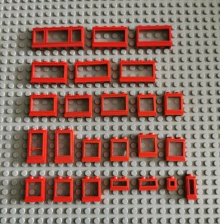 Lego Fenster Rot Weiß Verschiedene Größen Alt Vintage 70er Jahre 24 Stück (84)