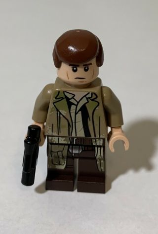 Lego Star Wars Han Solo Minifigure W/ Trench Coat Endor (75094 Shuttle Tydirium)