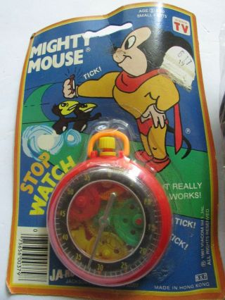VINTAGE MIGHTY MOUSE STOP WATCH TOY AND INFLATABLE BLOW UP BOTH IN PACKAE 2