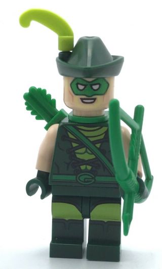 Lego Green Arrow,  Green Hat With Feather Minifigure Heroes Batman Movie