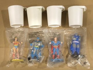 Burger King 1988 Dc Comics Superman,  Wonder Woman,  Batman & Darkseid Cup Holders
