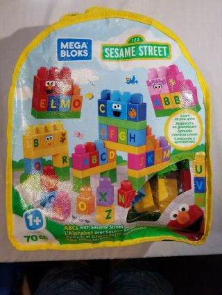 Mega Bloks Blocks Sesame Street Abc Alphabet Toddler 72 Pc Child Case Bag