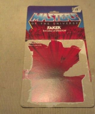 Vintage 1982 Faker 8 Back Cardback He - Man Motu Masters Of The Universe
