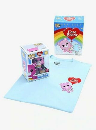 Funko Pop Care Bears Cheer Bear T - Shirt And Pop Box Set In Hand