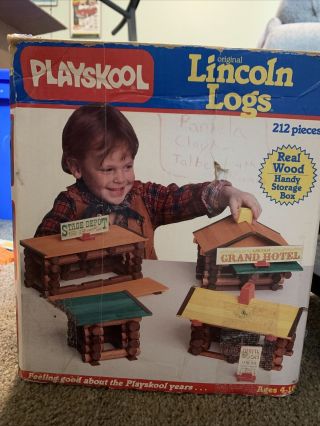 Vtg Playskool Lincoln Logs Set W/ Orig.  Box