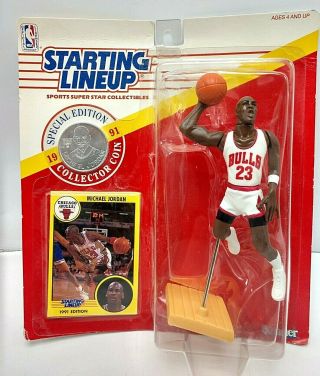 1991 Michael Jordan Starting Lineup Figure W/ Card & Collector Club Coin