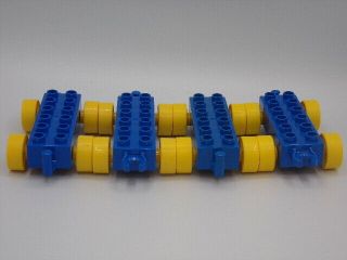 (4) Lego Duplo Car Train Base 2 X 6 With Wheels And Open Hitch End (bin 106)