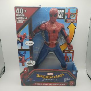 Nib Marvel Spider - Man Homecoming Tech Suit Action Figure 15 " Talking 40,  Phrases