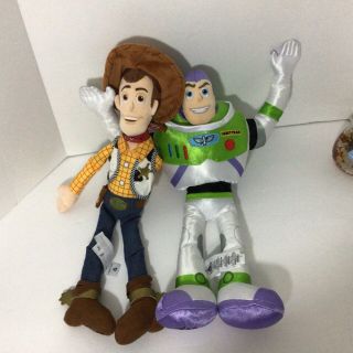 Disney Store Woody Plush And Buzz Lightyear Toy Story 18 " Embroidered Face