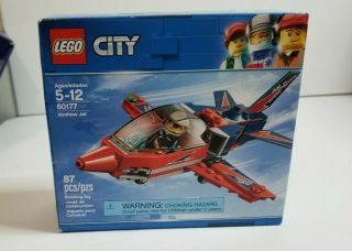 Lego City 60177 Airshow Jet Building Kit 87 Pc Red Blue Figure Vehicle Sky