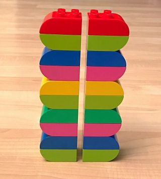 Lego Duplo 20pc Curved Curve Slope Bricks Blocks Pink Lime Green Yellow Blue Red