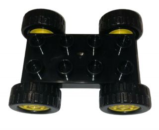 8 LEGO Duplo Car Base 2 X 4 With Fixed Axles Tires Yellow Gray Red ...