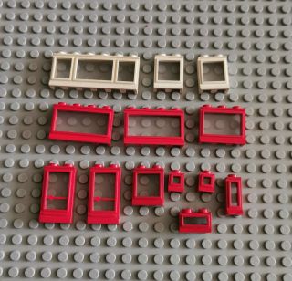 Lego Fenster Rot Weiß Verschiedene Größen Alt Vintage 70er Jahre 13 Stück (84)