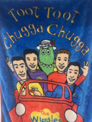 1990s The Wiggles Big Red Car Velour Blanket Toddler Throw 32x43 Toot Chugga