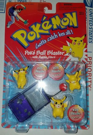 Vintage 1999 Pokemon Poke Ball Blaster 25 Pikachu Figure Factory Nib