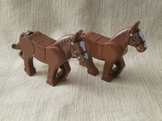 2 X Lego Brown Horse W/ Black Bridle - 10352c01pb01 Lone Ranger,  Lord Rings