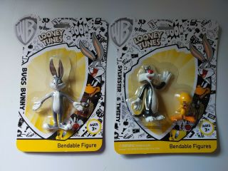 Warner Brothers Looney Tunes Sylvester & Tweety Plus Bugs Bendable Figures