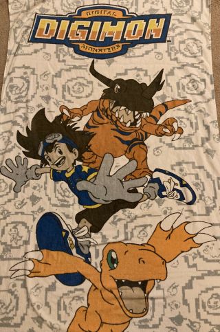 Digimon Beach Towel Agumon Tai Kamiya Pokémon Anime 2000 Vtg Cartoon G206