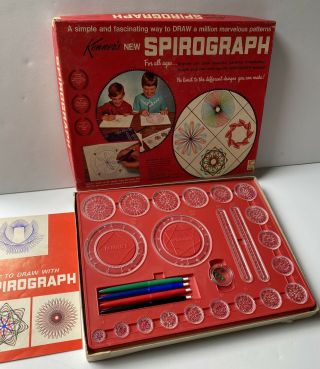Vintage 1967 Kenner Spirograph 401 Complete & Red Tray - Euc