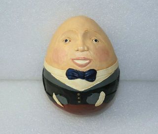 Briere Studio Carved Wood Egged Shaped Ball Of Humpty Dumpty For Wooden Pull Toy