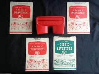 Vintage Tru - Vue Red Film Finder & 4 Land Of Enchantment Film Cards (robin Hood)