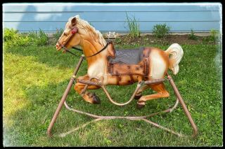Vintage Rusty The Wonder Horse Spring Bouncing Rocking Hobby Horse Toy